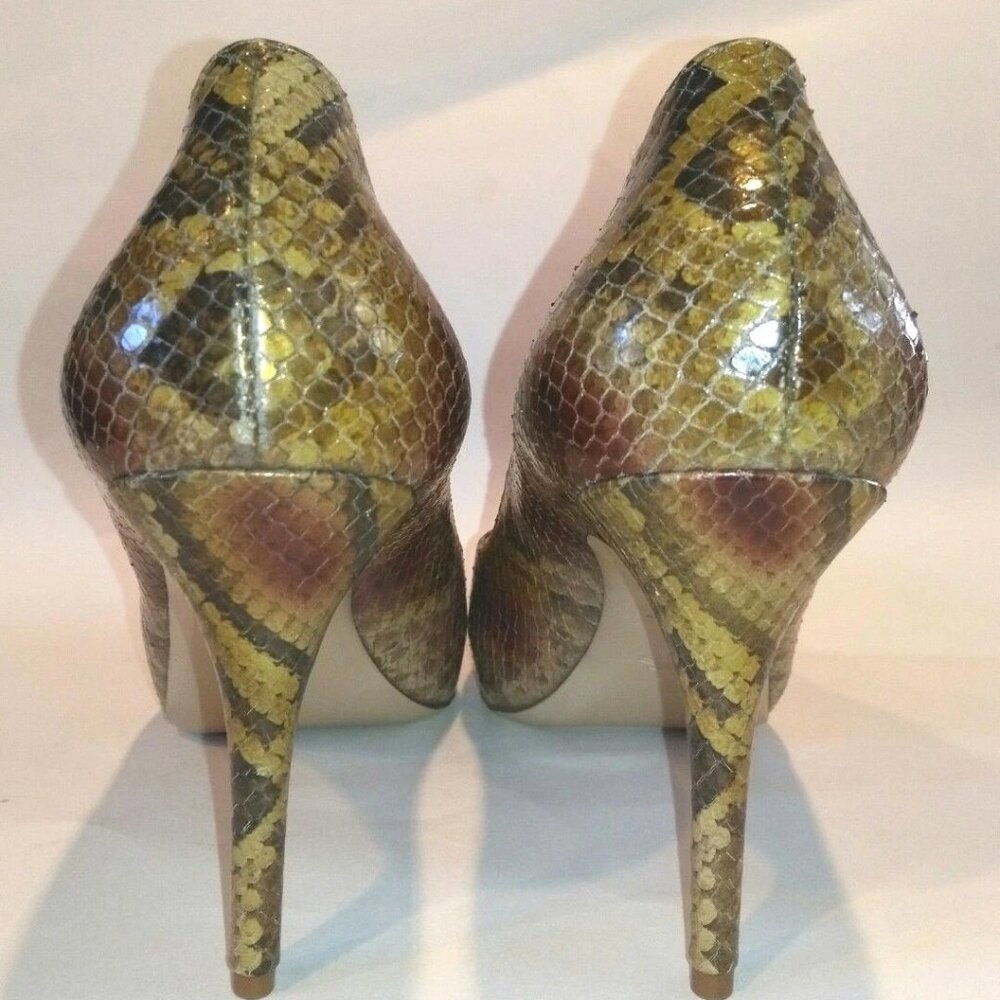 LONGCHAMP NEW Pumps Heels Hidden Platform Python ALL- Leather Womens 40/9 Italy - Picture 6 of 12